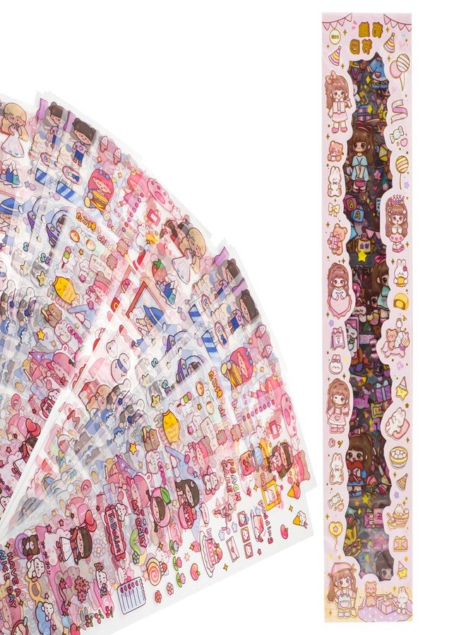 ويش كي مجموعة ملصقات WISHKEY بتصميم كرتوني جذاب، 20 ورقة، ملصقات أرضية ذاتية اللصق يمكنك صنعها بنفسك لتزيين الدفاتر والمذكرات للأطفال، متعددة الألوان، مناسبة للأطفال من عمر 3 سنوات فما فوق (عبوة من 20 قطعة) 8 × 40 سم، مصنوعة من البولي إيثيلين تيريفثالات - Image 1